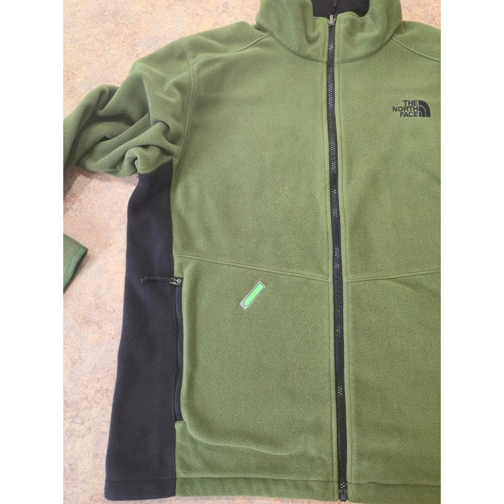 The North Face Mens Full Zip Fleece Jacket Olive Green Black A7SP FW14 Large